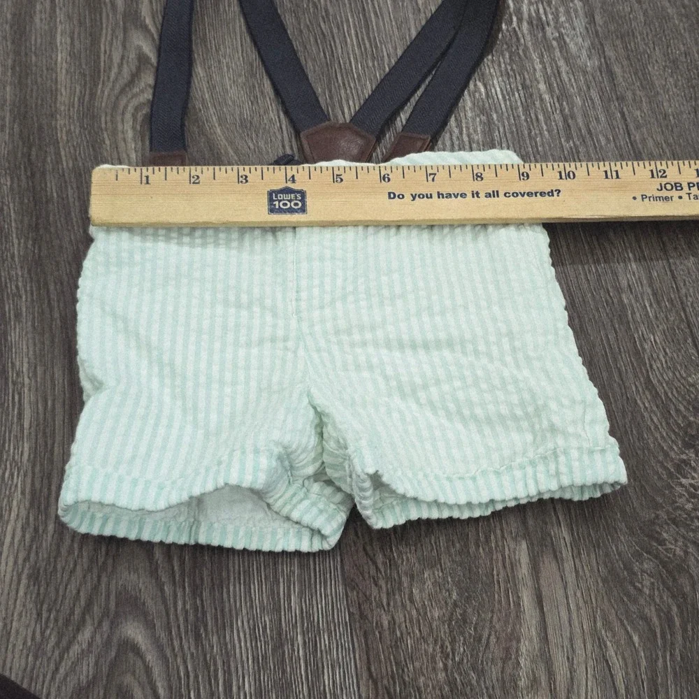 Tommy Bahama Baby Boy 12M‎ Seersucker Shorts Suspenders Hat Bunny Shirt Set 3pc